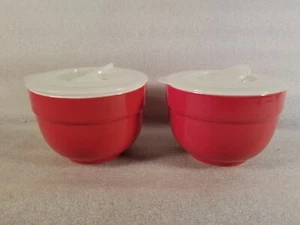 Gordon Ramsay Signature Series Red Porcelain Ramekins Bakeware Set Of 2 W/ Lids - Picture 1 of 6