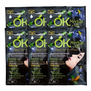 OK Champú Herbal Cuidado del Color Negro Cabello Sano Original Naturaleza Aceite de Coco Set6 - Imagen 1 de 8
