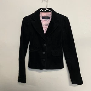 Vintage Juicy Couture Black Corduroy Fully Lined Blazer Jacket Sz S Y2K USA - Picture 1 of 9