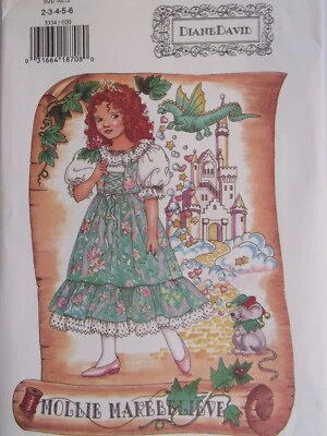 BUTTERICK 3334 Childs/Girls MOLLIE MAKEBELIEVE Dress & Pinafore PATTERN 2-6 UC - Image 1 of 3