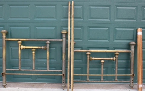 Antique Vintage Full Size Heavy Brass Bed Headboard and Footboard & Frame! Cover