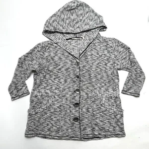 Soft Surroundings Sunset Stroll Jacket Hooded L Large Black/White Pockets Toggle - Bild 1 von 11