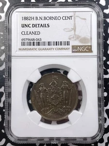1882-H British North Borneo 1 Cent NGC Cleaned-UNC Details Lot#G9116 - Picture 1 of 3