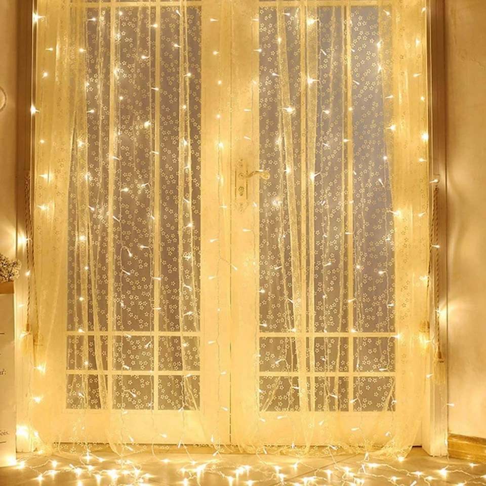 Twinkle Star 300 LED Window Curtain String Light Outdoor Indoor Wall Decorations - Image 1 of 4