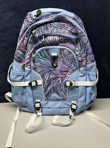 High Sierra Loop Backpack Purple Blue Feather Girls School Outdoor Hiking EUC - Picture 1 of 10