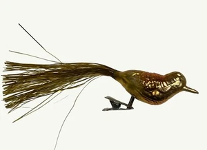 Vintage Golden Bird Glass Christmas Ornament With Clip - Picture 1 of 11