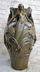 Bronzo Scultura Art Nouveau Splendido Dettagliato Vaso French Originale Statuina