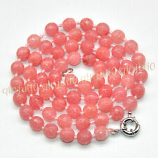8/10mm faceted pink Morganite gemstone round beads necklace 18/24/36/48Inch