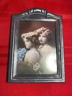 Vtg Taiwood Photo Frame 5" x 7" Silver/Black Distressed Arch Top Art Deco 1960's