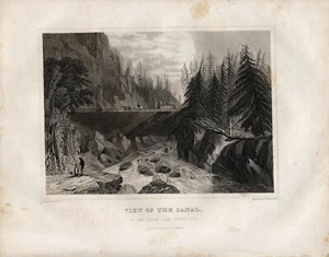 View of the Canal at the Little Falls Mohawk River. 1836 original print - Picture 1 of 1