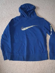 BOYS BLUE NIKE HOODIE SWEAT SHIRT L LARGE 12/14 - Picture 1 of 5
