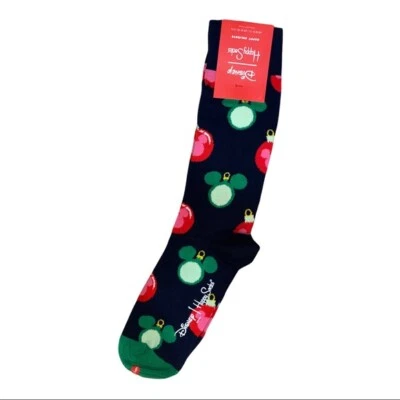 Happy Socks Disney Navy Baublelicious Mickey Unisex Holiday Socks Size 10-13 NWT - Image 1 of 4