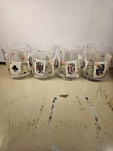 Fantastic Playing Card Cocktail Or Whiskey Glasses X 4 MCM Gaming Theme - Picture 1 of 8