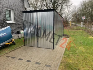 Blechgarage 2x2 Metallgerätehaus Stahlschuppe Gartencontainer Gartenhütte Lager - Bild 1 von 1