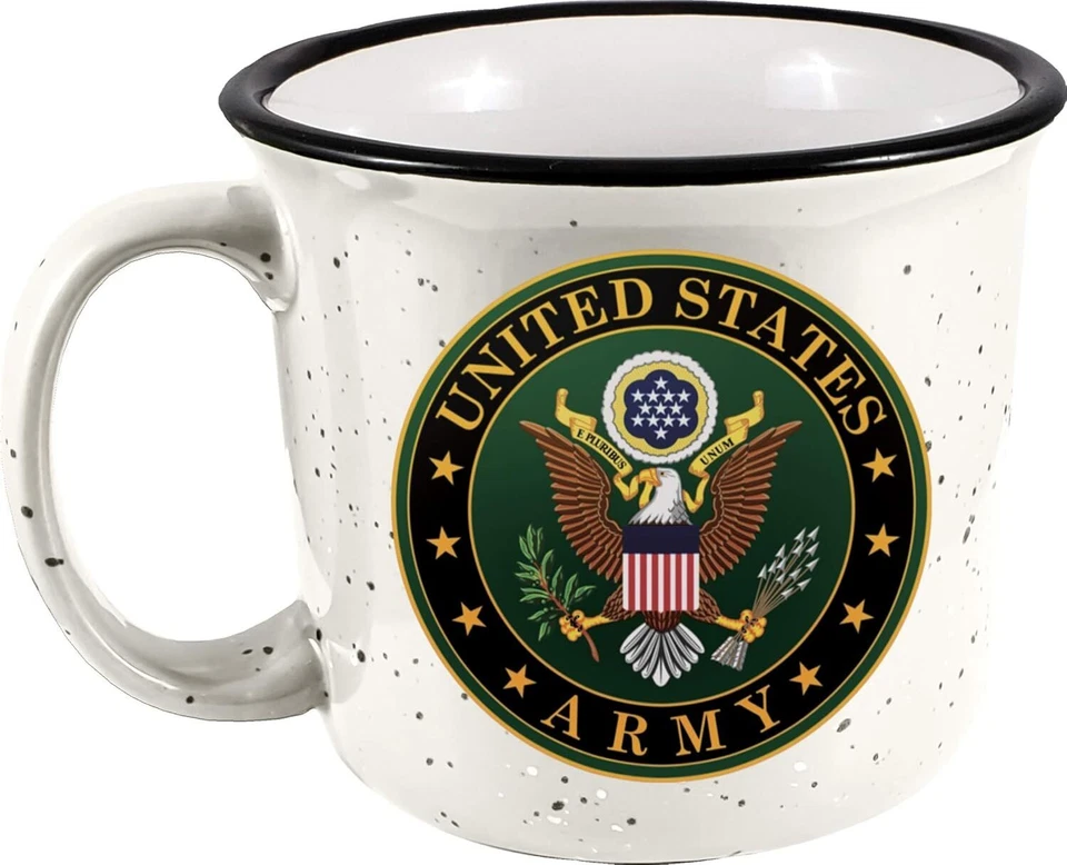 Taza cámper cerámica Spoontiques 21530 Army, 14 onzas, blanca, tazas Foto 1 de 1