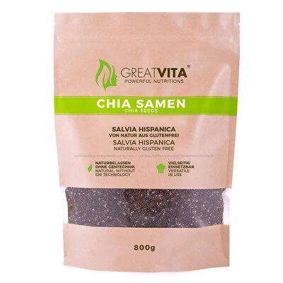GreatVita Chia Samen, 800g naturbelassen, ohne Gentechnik - Bild 1 von 4