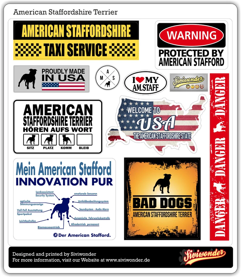 Auto Aufkleber Sticker AMERICAN STAFFORDSHIRE TERRIER COLLECTION DOG SIVIWONDER - Bild 1 von 1