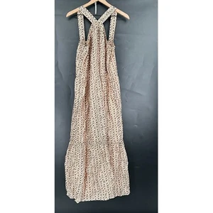NEW Joie Rosabel halter neck tiered maxi dress chevron silk blend melon peach L - Picture 1 of 14