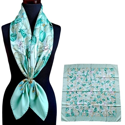 Hermes "L'Arbre De Soie" Carre 90 Seda 100% Bufanda De Colección Raro Verde Foto 1 de 4