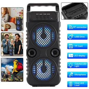 Dual 3" Portable Bluetooth LED Party Speaker Woofer Stereo Sound FM/USB/TF/TWS - Picture 1 of 12