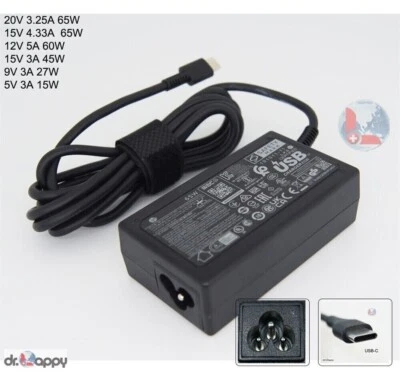 65W USB-C Adapter Charger for HP ProBook 430 440 445 450 455 630 G8 635 Aero G7 - Image 1 of 4
