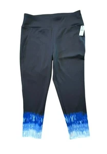 Talbots Cropped Leggings Petite Large PL Black Blue Ombre Capri Activewear NWT - Picture 1 of 4