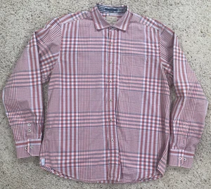 Tommy Bahama Jeans Mens Large Samon Gray Button Down Long Sleeve Shirt Plaid - Picture 1 of 8