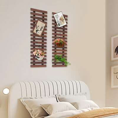90*29cm 2PCs Wooden Hanging Planter Rack Vertical Garden Wall Mount Plant Stand - Image 1 of 4