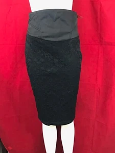 BNWT RIVER ISLAND Starlet Black Knee Length Pencil Skirt UK 10 - Picture 1 of 7