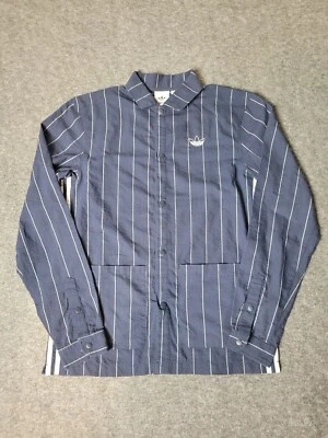 Adidas Originals Pinstripe Seersucker Mens Size S Blue Gray Long Sleeve Shirt - Image 1 of 4