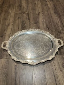 Large Vintage Towle Oval Silver Tray Platter w/ Handles - 30" x 20" - Picture 1 of 9