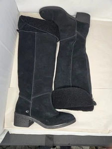 Coach Janelle Womens Over The Knee Boots Sz-9B Black Suede & Sherling Pull On - Picture 1 of 21