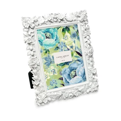 Marco de fotos de resina artesanal texturizado floral blanco 5x7 con caballete, para ta... Foto 1 de 4