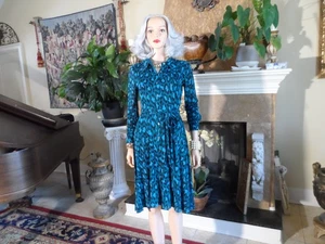 Abito Camicia Diane Von Furstenberg Teal Stampa Leopardata Taglia XS Nuovo - Foto 1 di 24