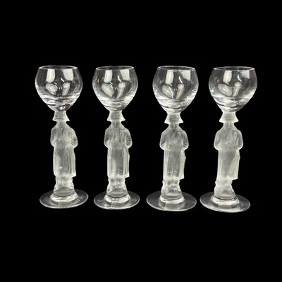 SET OF 4 - Bayel crystal Napoleon Frosted stem cordial glasses 5.8”, 2oz - Image 1 of 4