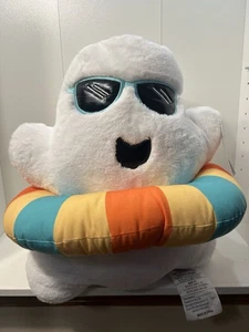 Martha Stewart Summerween Plush Ghost Pillow with Pool Float Floaty Halloween - Picture 1 of 2