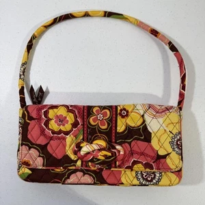 Vera Bradley Clutch Purse Womens Small Yellow Pink Floral Quilted Fabric Handbag - Picture 1 of 6