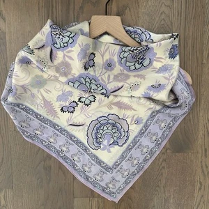 Oscar de la Renta Floral y Cachemira 100% Seda Cuadrado Bufanda Lavanda Crema 30"sq - Imagen 1 de 8