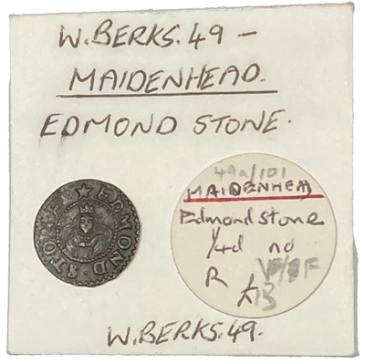 Berkshire MAIDENHEAD hammered FARTHING token EDMOND STONE mercer’s arms - W# 49A - Image 1 of 4