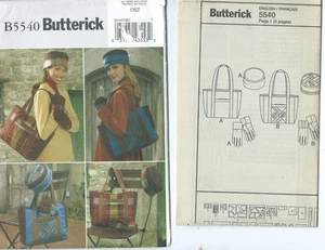 B 5540 sewing pattern Designer Style TOTE BAG chic HAT matching GLOVES sew UNCUT - Picture 1 of 1
