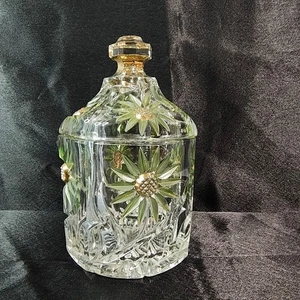 1910 US Glass Co No. 15125 Daisy (OMN) Cracker Jar AKA Intaglio Sunflower Green - Bild 1 von 24