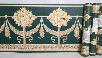 4卷约克壁纸边框绿色棕褐色金色优雅经典褶皱未粘贴9 — 第 1/4 张图片