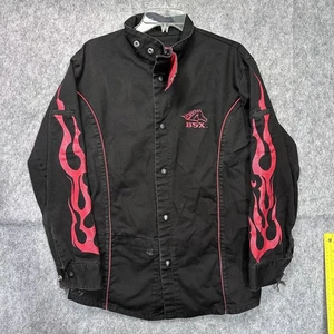 BSX Welding Jacket Mens Medium Black Flame Resistant FR Workwear Shirt Flames - Picture 1 of 13