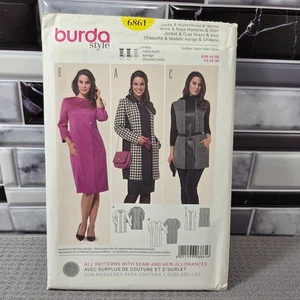 Chaqueta, chaleco y abrigo vestido Burda patrón de costura 6861 SIN CORTAR para mujer talla 18-30 - Imagen 1 de 4