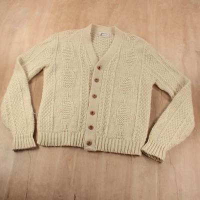 ROB SCOT Etiqueta Dorada Cable Tejido Mezcla Lana Cárdigan Suéter XL Verdadero De Colección Años 60 70 Foto 1 de 4