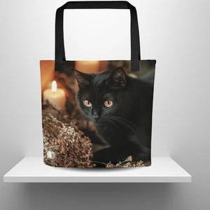 Bolso de Mano Gato Negro Otoño Halloween Otoño Gótico Espeluznante Bolso de Lona Regalo Felino - Imagen 1 de 7