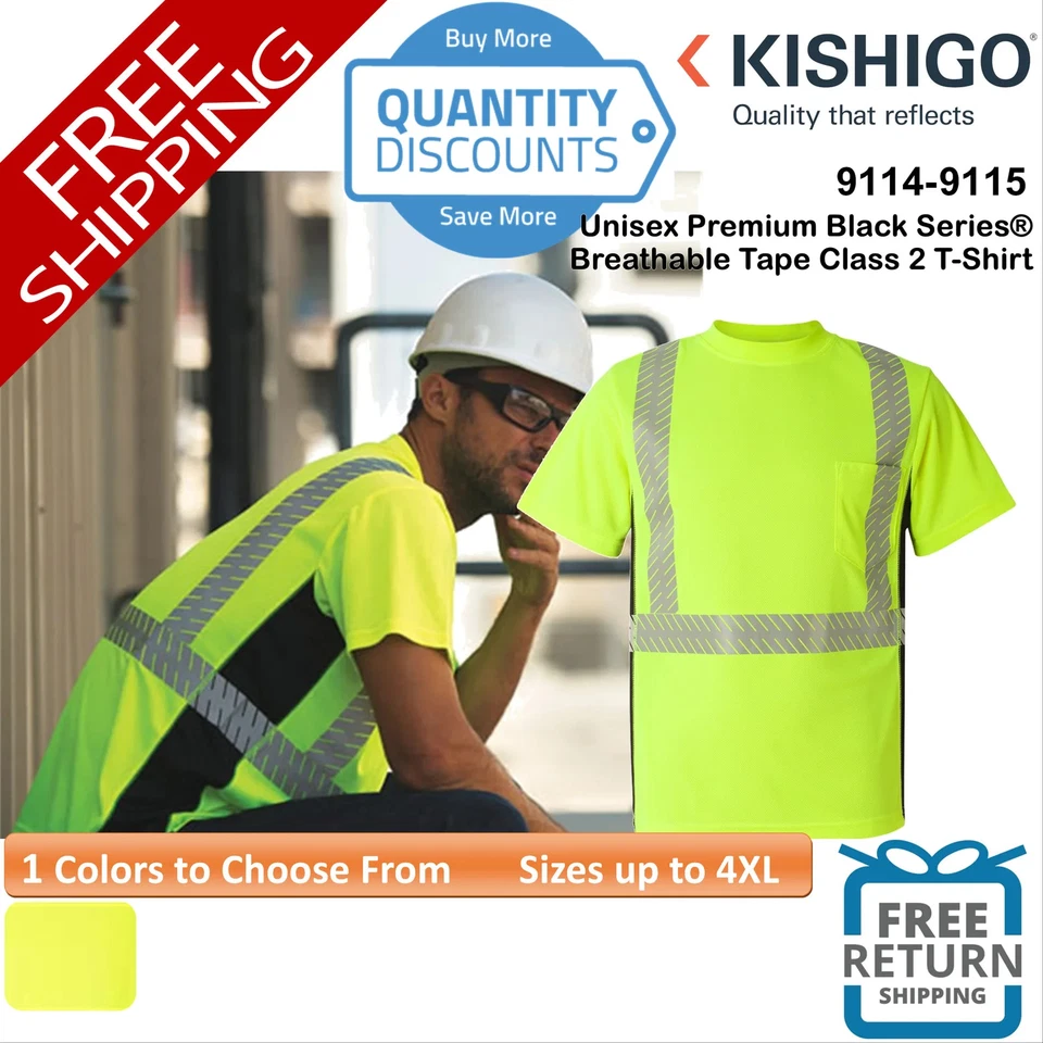 🔥 Camiseta Kishigo Premium Serie Negra Transpirable Clase 2 Hasta 4XL 9114-9115 Foto 1 de 1