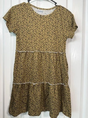 Old Navy Girls Dress Large 10-12 Leopard Print Short Sleeve Tiered Casual - Image 1 of 4