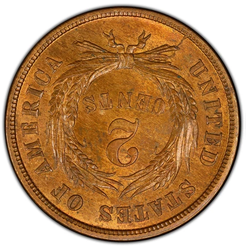 1864 PCGS MS64RB Medallic Alignment 2c π΄ 180ΒΊ Rotated Reverse β
β
 Two Cent Piece Cover