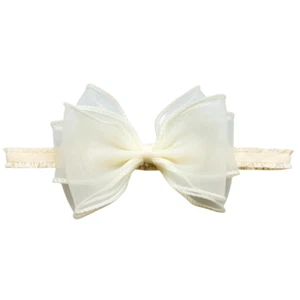 Cute Lace Bow Baby Girls Headbands White Knot Headband Soft Chiffon Hair Band fo - Picture 1 of 12